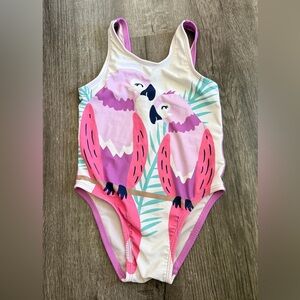 Old Navy Girls Parrot Tropical One-Piece Swimsuit Pink 4T EUC